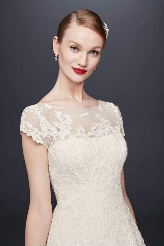  Cap Sleeve Illusion Wedding Dress  CMK513