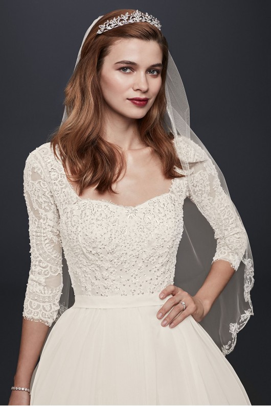  Organza 3/4 Sleeved Wedding Dress  CWG731