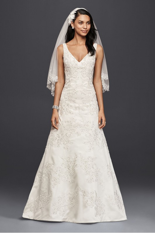  V-Neck Lace A-Line Wedding Dress  CWG746