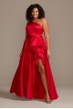 One Shoulder Asymmetric Plus Size Cascade Gown  WBM1870W