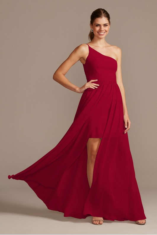 One-Shoulder Chiffon Overskirt Bridesmaid Dress  F20078