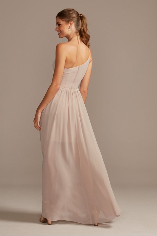 One-Shoulder Chiffon Overskirt Bridesmaid Dress  F20078