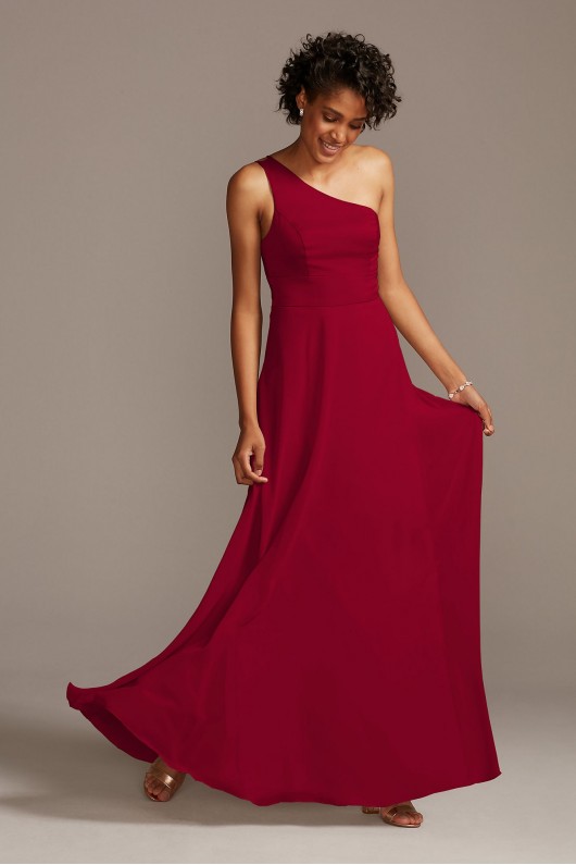 One-Shoulder Crepe-Back Satin Bridesmaid Dress  F20169