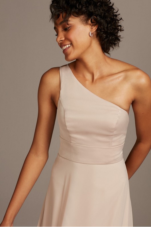 One-Shoulder Crepe-Back Satin Bridesmaid Dress  F20169