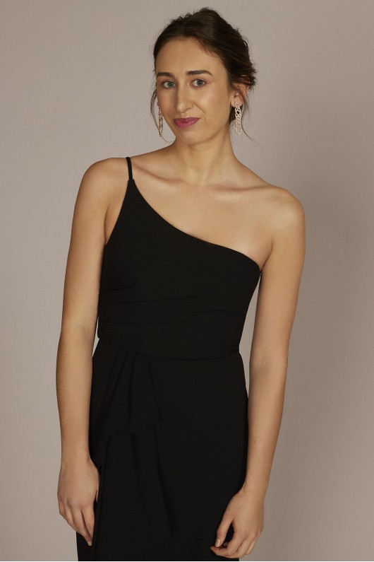 One-Shoulder Crepe Sheath with Cascade Ruffle DB Studio WBM3009V3