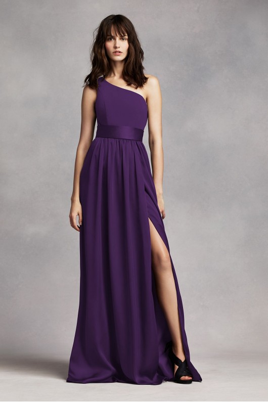 One Shoulder Dress with Satin Sash VW360215