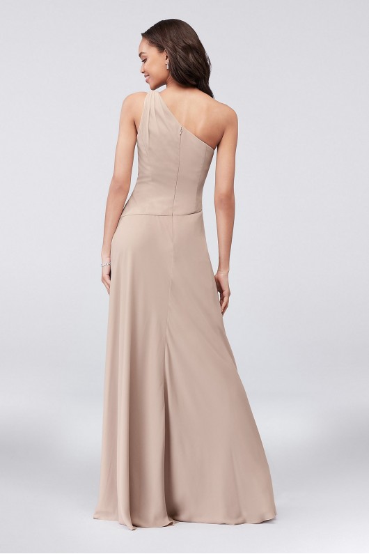 One-Shoulder Georgette Cascade Bridesmaid Dress  F19832