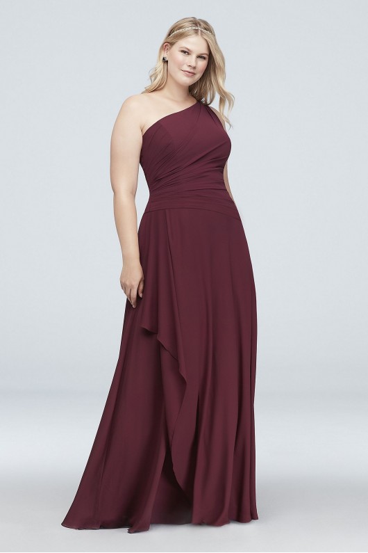 One-Shoulder Georgette Cascade Bridesmaid Dress  F19832