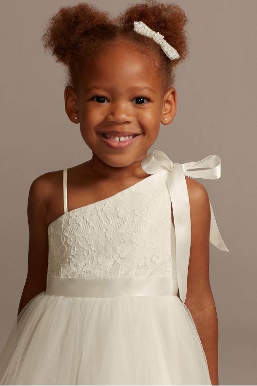 One Shoulder Lace and Tulle Flower Girl Dress  OP270