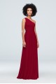 One-Shoulder Mesh Bridesmaid Dress with Full Skirt  F19932