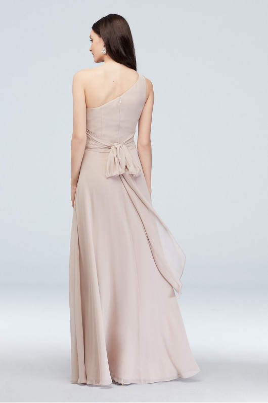 One-Shoulder Ruched Waist Chiffon Bridesmaid Dress  F20043