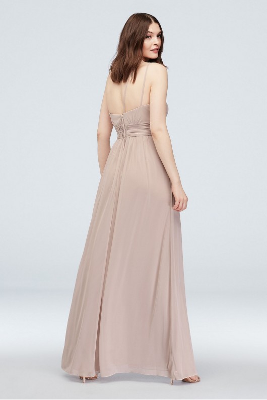 One Shoulder Ruched Waist Mesh Bridesmaid Dress  F20054