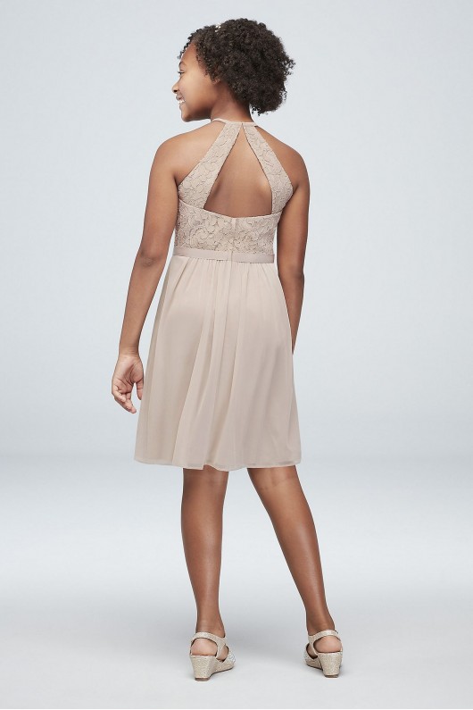 Open-Back Lace Mesh Short Junior Bridesmaid Dress  JB9886