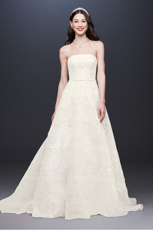 Organza Banded Wedding Dress with Sequin Appliques  CWG812