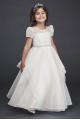 Organza Long Flower Girl Dress with Crystal Belt  CR1392