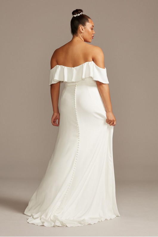 Pearl Trimmed Off-Shoulder Plus Size Wedding Dress  Collection 9WG3984