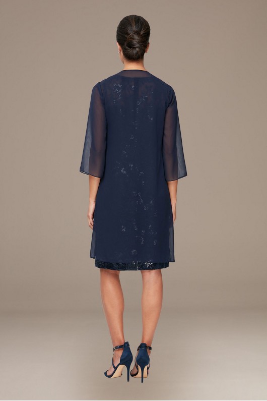 Petite Embroidered Sheath Dress and Chiffon Jacket Alex Evenings 82171013