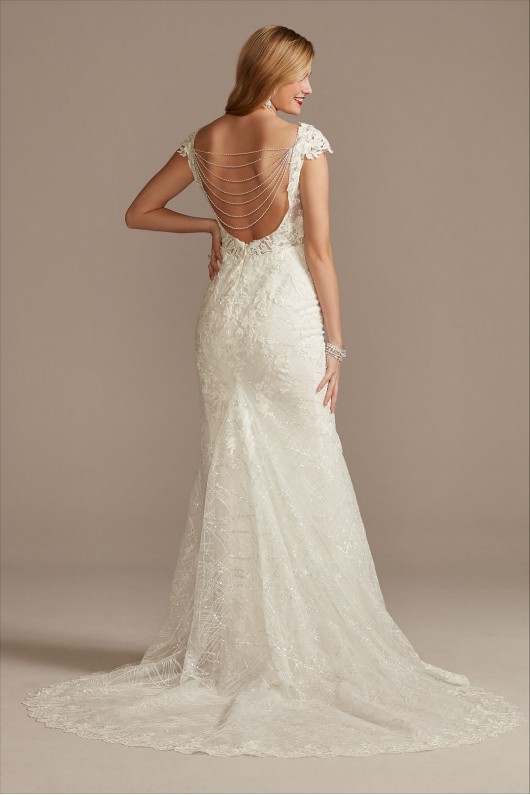 Petite Sheath Wedding Dress with Beaded Swag Back  7SWG884