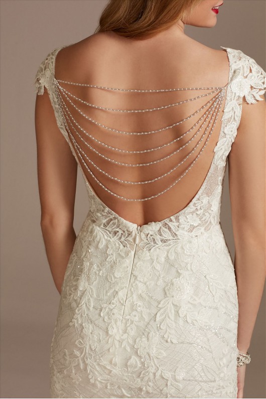 Petite Sheath Wedding Dress with Beaded Swag Back  7SWG884