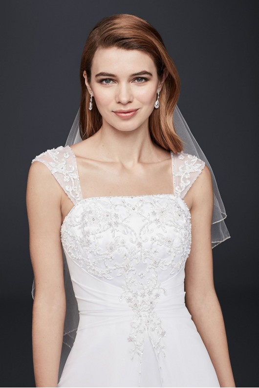 Petite Split Front Wedding Dress with Cap Sleeves  Collection 7NTV9010