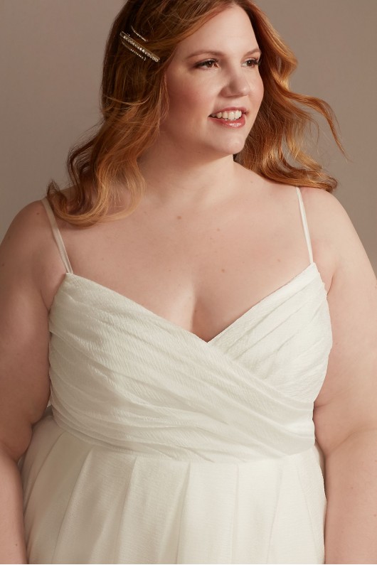 Pleated A-Line Plus Size Wedding Dress with Slit DB Studio 9WG4029