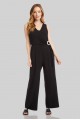 Pleated Surplice Sleeveless Jumpsuit with Buckle Karen Kane 1L46134