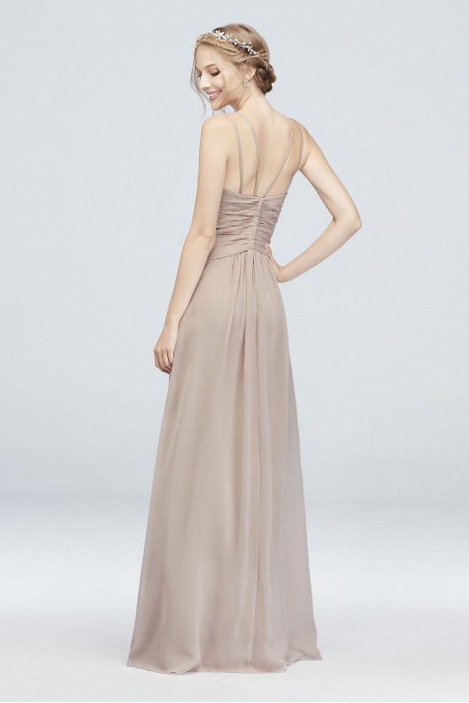 Plunging V-Neck Crinkle Chiffon Bridesmaid Dress  F19837