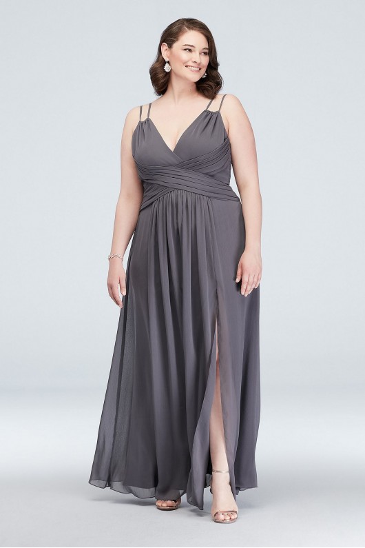 Plunging V-Neck Crinkle Chiffon Bridesmaid Dress  F19837