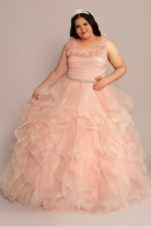 Plus Convertible Ruffle Tulle Quince Dress Fifteen Roses 8FR2101