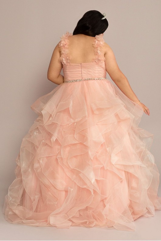 Plus Convertible Ruffle Tulle Quince Dress Fifteen Roses 8FR2101