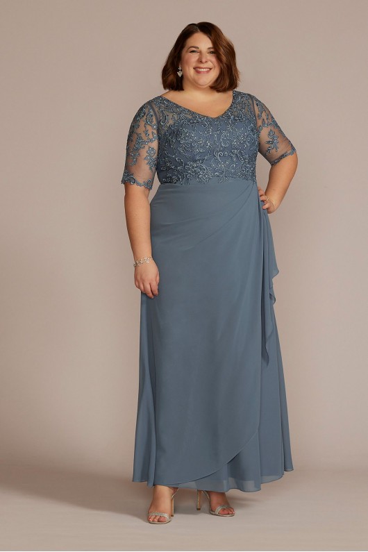 Plus Size Chiffon and Lace Empire Waist Gown Oleg Cassini WBM2813W