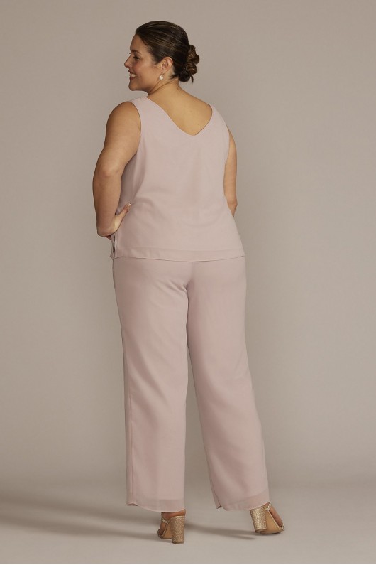 Plus Size Embroidered Chiffon Three-Piece Pantsuit Le Bos 29852