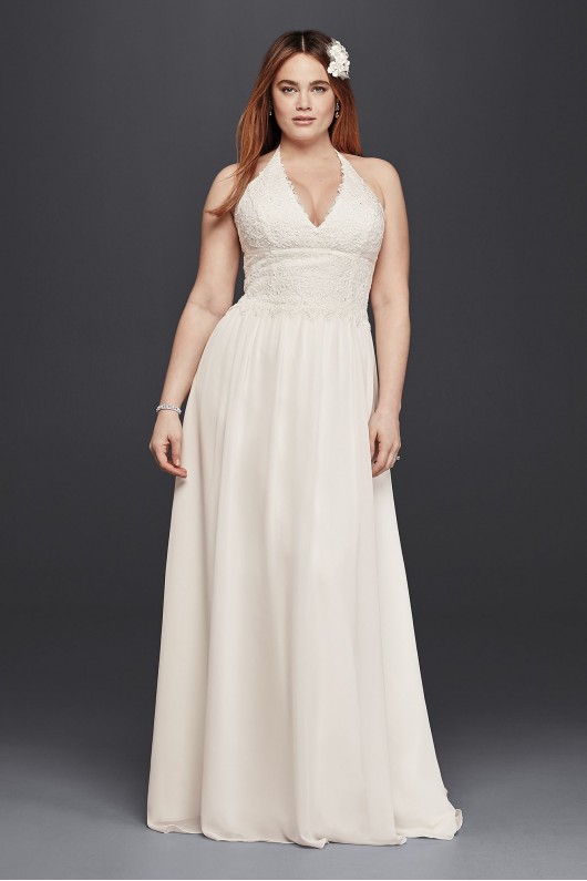 Plus Size Lace Sheath Halter Wedding Dress Galina 9WG3819