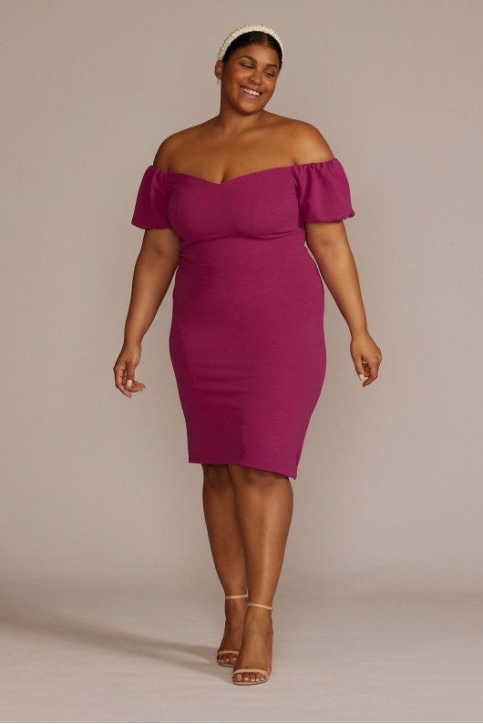 Plus Size Off-the-Shoulder Puff Sleeve Midi Dress DB Studio D39NY22326W