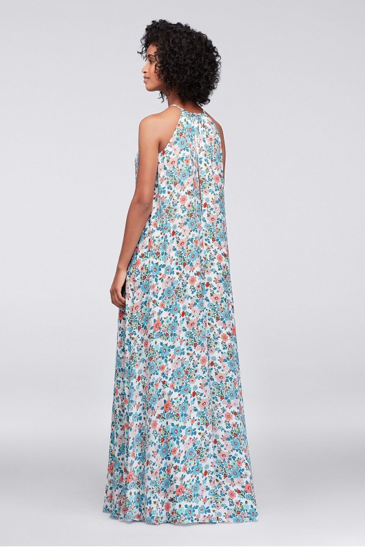 Printed Georgette Halter Bridesmaid Dress  F19533P