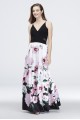 Printed Mikado V-Neck Dress with Illusion Cutouts Xscape 2269X