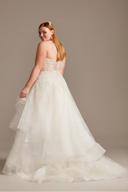 Printed Tulle Tiered Skirt Plus Size Wedding Dress  8CWG845