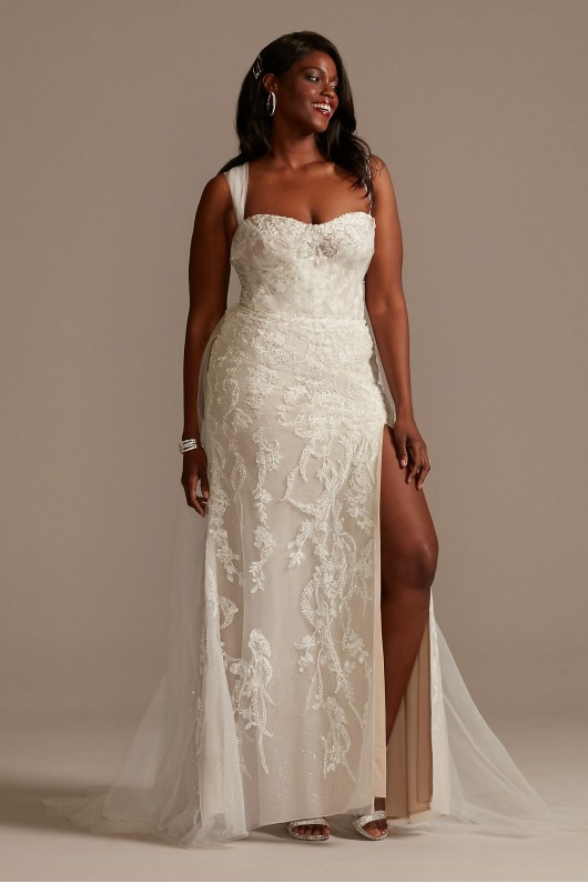 Removable Sleeve and Train Plus Size Wedding Dress  9LSSWG881