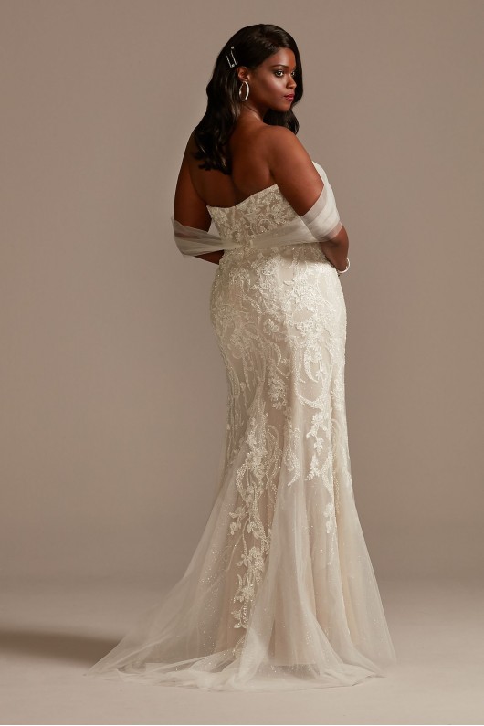 Removable Sleeve and Train Plus Size Wedding Dress  9LSSWG881