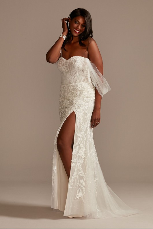 Removable Sleeves Plus Size Bodysuit Wedding Dress  9MBSWG881