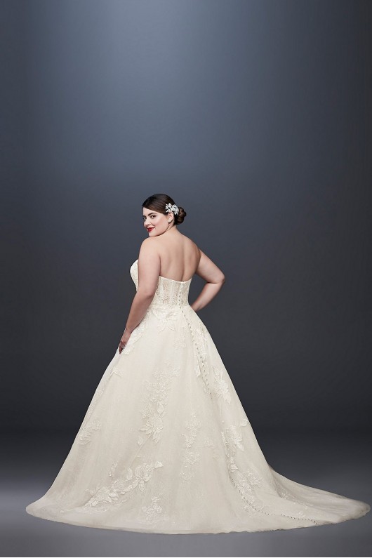 Rose Lace Plus Size Ball Gown Wedding Dress  8CWG803