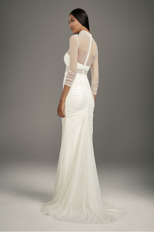 Ruched Illusion High-Neck Bandeau Sheath Gown VW351520