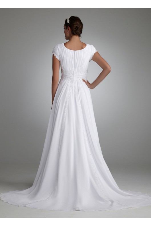 Ruched Short Sleeved Chiffon Wedding Dress  Collection 4XLSLV9743