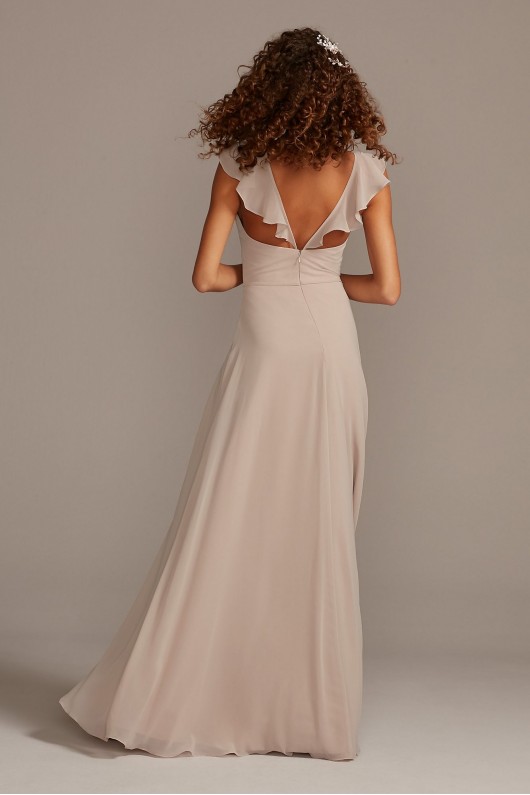 Ruffle Spaghetti Strap Chiffon Bridesmaid Dress  W11885