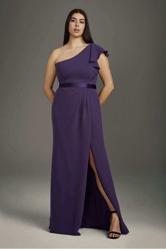 Ruffled One-Shoulder Double Cloth Bridesmaid Dress VW360447