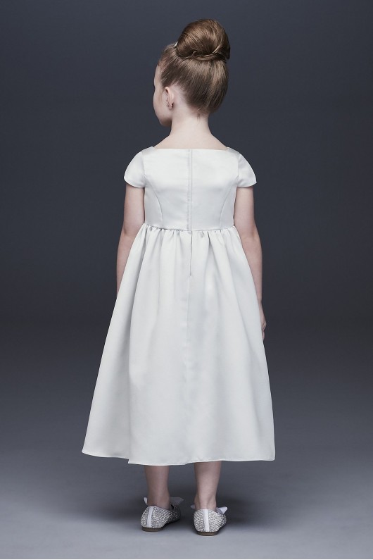 Satin A-Line Flower Girl Dress with Cap Sleeves  OP256