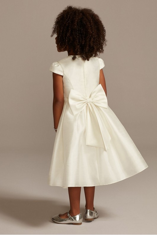 Satin Cap Sleeve Flower Girl Dress with Bow Sash  OP273