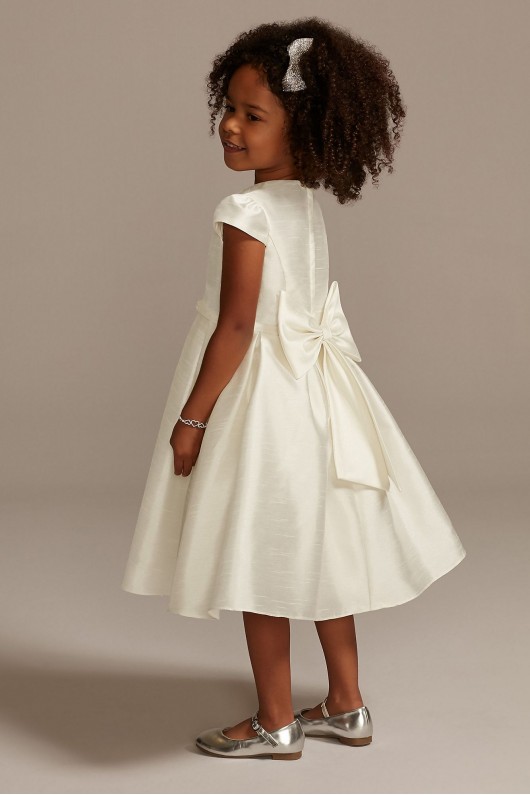 Satin Cap Sleeve Flower Girl Dress with Bow Sash  OP273