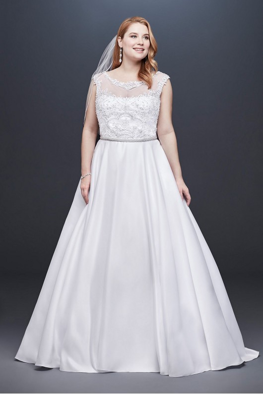 Satin Cap Sleeve Plus Size Ball Gown Wedding Dress  Collection 9WG3900