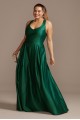 Satin Halter Plus Size Gown with Bow Back Detail City Triangles 5752TP9W